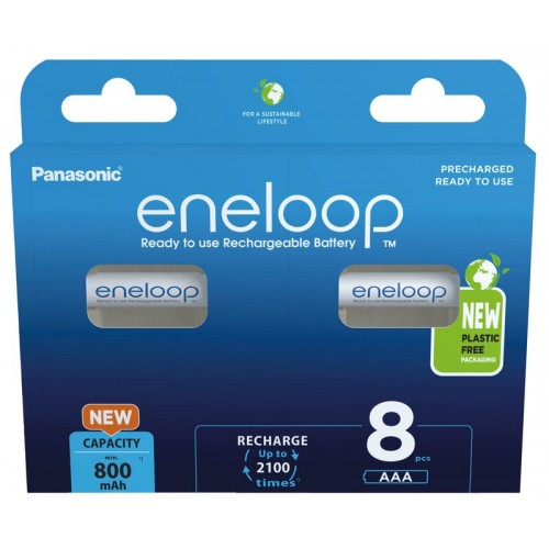 Įkraunamos baterijos 8 x Panasonic Eneloop R03/AAA 800mAh BK-4MCDE/8BE (blister)