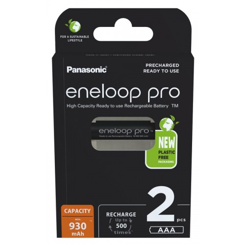 Įkraunamos baterijos 2 x Rechargeable Batteries Panasonic Eneloop PRO NEW R03 AAA 930mAh BK-4HCDE/2B