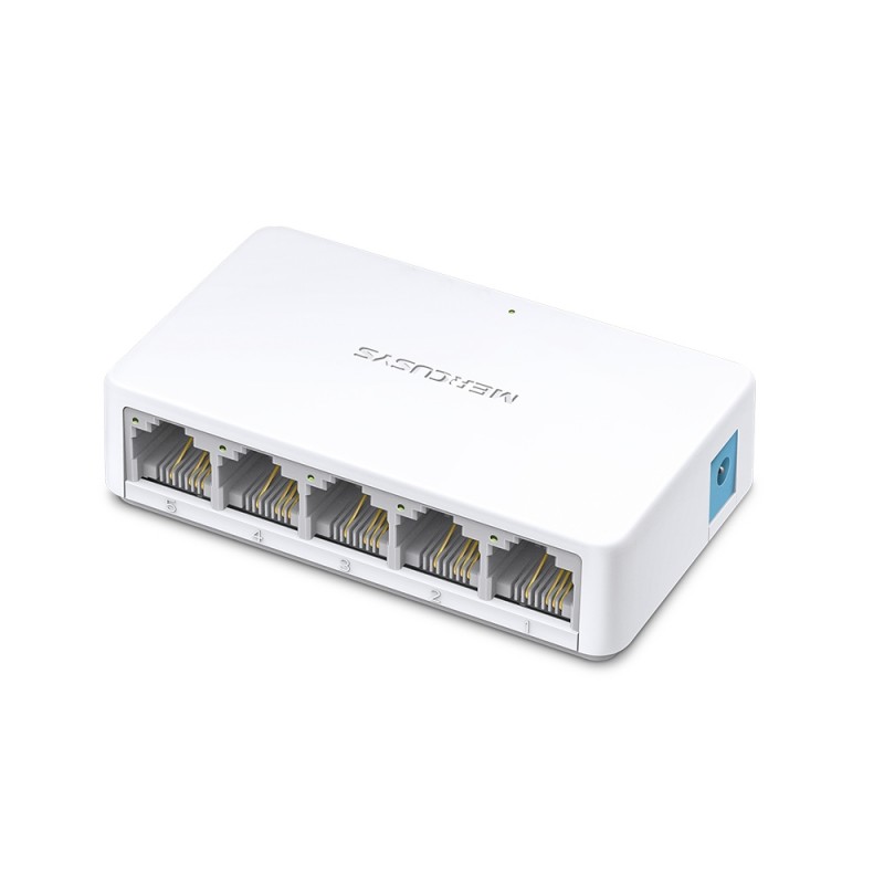 Skirstytuvas Mercusys Komutatorius MS105 Nevaldomas, stalinis, 10/100 Mbps (RJ-45) prievadų kiekis 5, maitinimas-Tinklo įranga-E