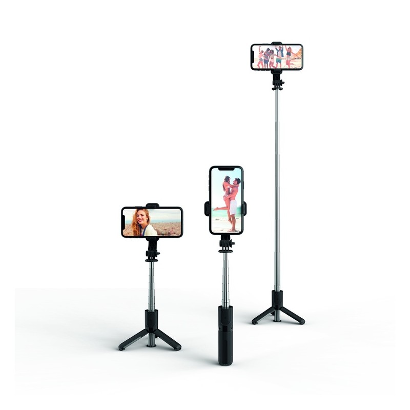 Asmenukių lazda Selfie Stick trikojis su belaidžiu nuotolinio valdymo pulteliu Juodas-Asmenukių lazdos (selfie sticks)-Mobilieji