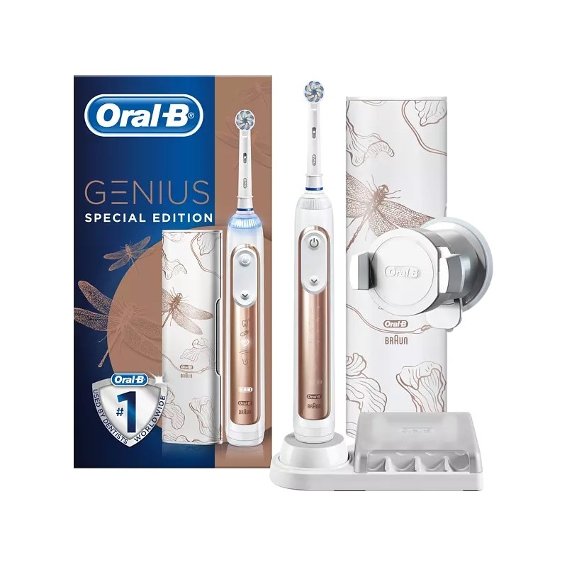 Oral-B dantų šepetėlis "Genius 10000N" įkraunamas, skirtas suaugusiems, šepetėlio galvučių skaičius yra 1, "Rose Gold Dragon Fly