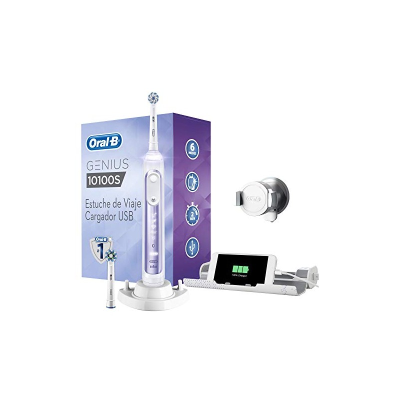 Oral-B dantų šepetėlis "Genius 10100S" įkraunamas, skirtas suaugusiems, šepetėlio galvučių skaičius yra 2, Orchid Purple-Dantų š